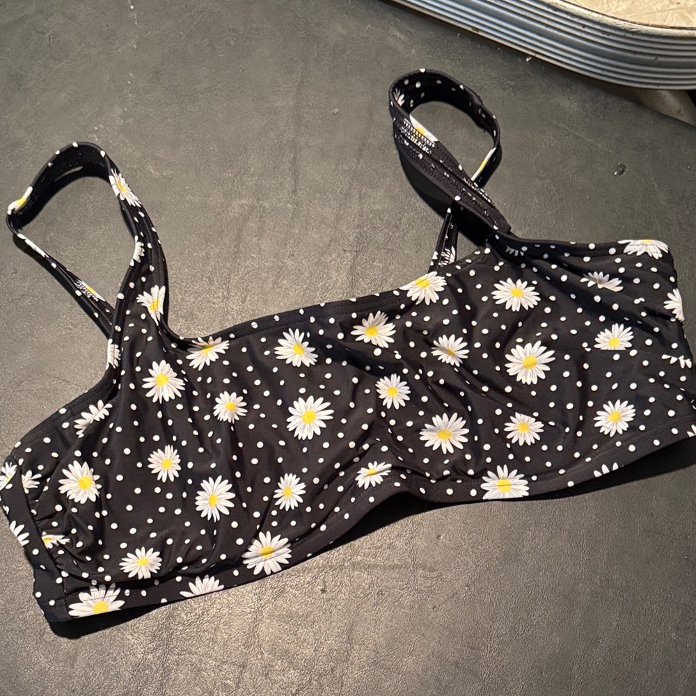 Floral Black Bikini Top